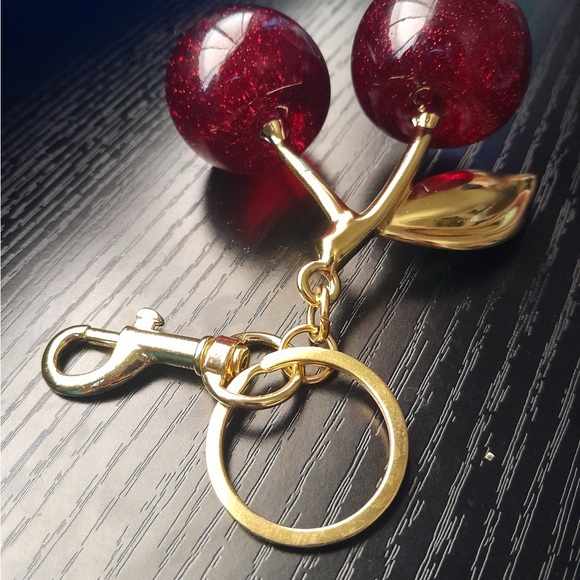 Glitter Cherry Charm Bag Charm / Keychain - 1pc - Picture 5 of 6